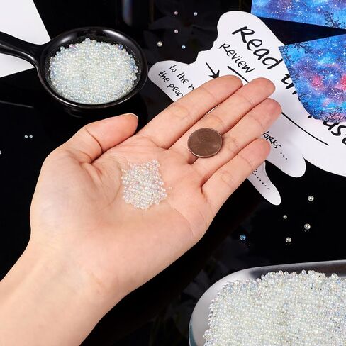 1-3mm Tiny Glass Bubble Beads Iridescent Crystal Mini Beads No Hole Water Droplet Small Glass Balls for Nail Art Crafts DIY Resin Filler Jewelry Making Supplies in Saudi Arabia