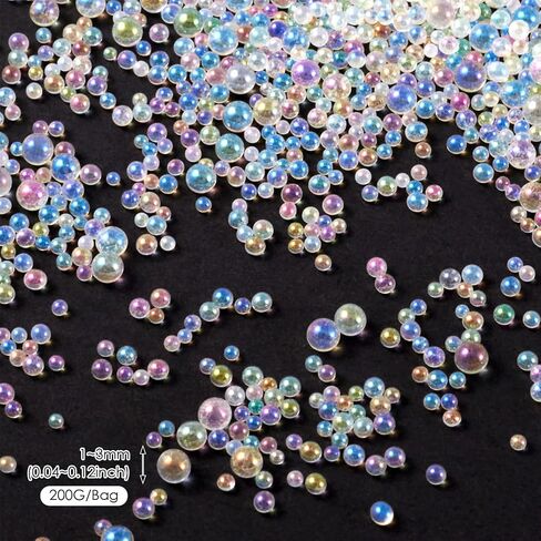 1-3mm Tiny Glass Bubble Beads Iridescent Crystal Mini Beads No Hole Water Droplet Small Glass Balls for Nail Art Crafts DIY Resin Filler Jewelry Making Supplies in Saudi Arabia