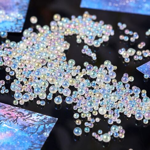 1-3mm Tiny Glass Bubble Beads Iridescent Crystal Mini Beads No Hole Water Droplet Small Glass Balls for Nail Art Crafts DIY Resin Filler Jewelry Making Supplies in Saudi Arabia