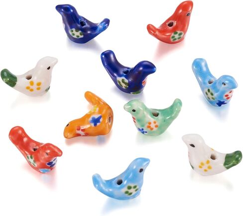 10Pcs Handmade Porcelain Beads Pigeon with Pattern Beads Porcelain Colorful Bird Loose Spacer Beads 12.5-13mm for DIY Craft Bracelet Necklace Earring Making in Saudi Arabia