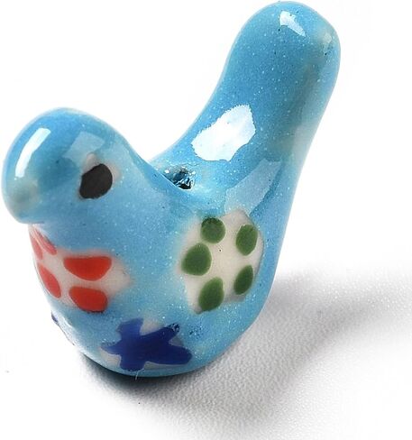 10Pcs Handmade Porcelain Beads Pigeon with Pattern Beads Porcelain Colorful Bird Loose Spacer Beads 12.5-13mm for DIY Craft Bracelet Necklace Earring Making in Saudi Arabia