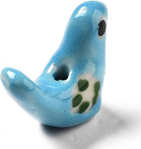 10Pcs Handmade Porcelain Beads Pigeon with Pattern Beads Porcelain Colorful Bird Loose Spacer Beads 12.5-13mm for DIY Craft Bracelet Necklace Earring Making in Saudi Arabia