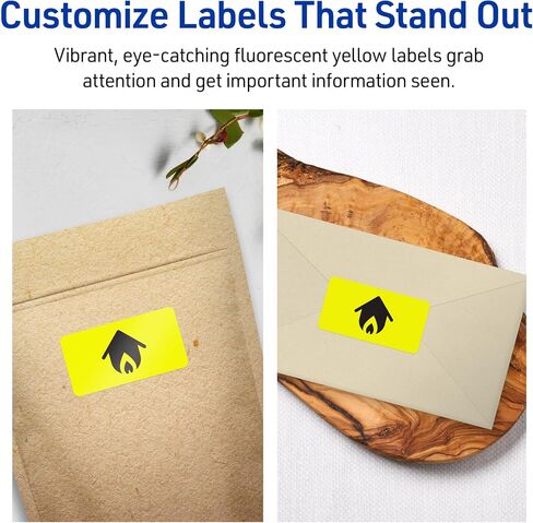 Avery Printable Rectangle Labels with Sure Feed Technology, 1" x 3", Neon Yellow Labels, Print-to-The-Edge, Laser/Inkjet, 160 Total, Great for Mailing Labels and Pricing Labels in Saudi Arabia