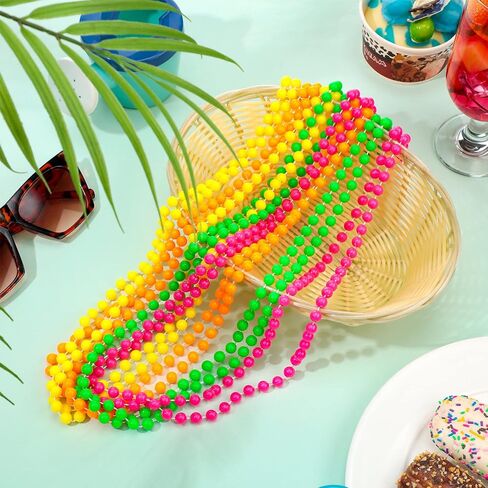 Janmercy 210 PCS Neon Beads Netlace Bulk Brange Green Pink Bead Necklace 80's Party Necklace for Summer Carnival Birthday Party Club Club Club Decorts in Kuwait
