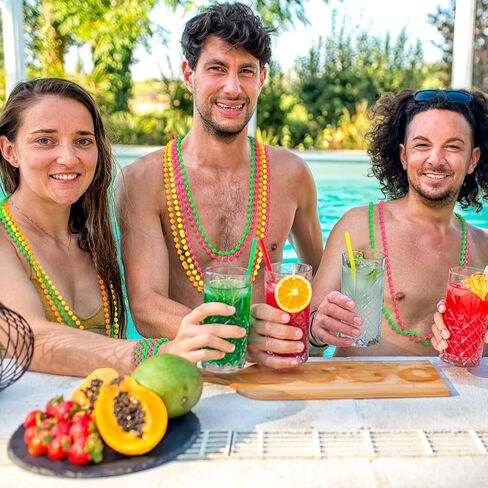 Janmercy 210 PCS Neon Beads Netlace Bulk Brange Green Pink Bead Necklace 80's Party Necklace for Summer Carnival Birthday Party Club Club Club Decorts in Kuwait