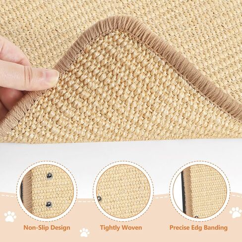 Cat Scratcher Furniture Small End Table with Sisal Scratching Mat, Farmhouse Sofa Table with Natural Sisal Scratching Pads, Vertical Cat Scratching Post for Indoor Cats, Rustic Brown in Saudi Arabia