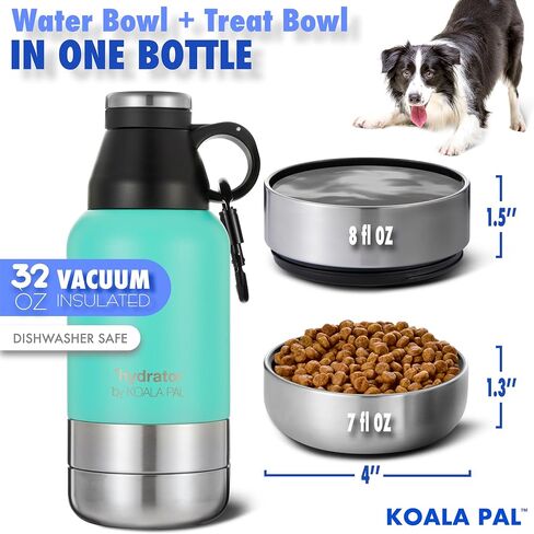 32oz Portable Dog Water Bottle w/Dog Bowls, Dog Travel Water Bottle + Travel Dog Bowls, Dog Water Bowl Dispenser, Dog Travel Bowl, Travel Accessories for Dogs (Star White, 32 OZ) in Saudi Arabia