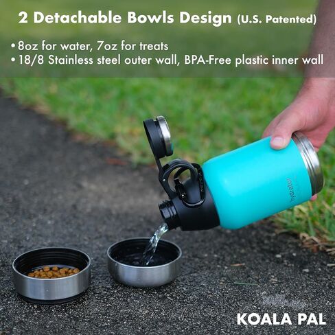 32oz Portable Dog Water Bottle w/Dog Bowls, Dog Travel Water Bottle + Travel Dog Bowls, Dog Water Bowl Dispenser, Dog Travel Bowl, Travel Accessories for Dogs (Star White, 32 OZ) in Saudi Arabia