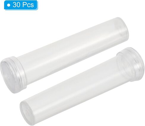 PATIKIL Floral Water Tubes with Cap, 30 Pcs 0.6" ID x 2.8" Plastic Bottle for Plants Flower Arrangement, White in Saudi Arabia