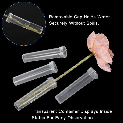 PATIKIL Floral Water Tubes with Cap, 30 Pcs 0.6" ID x 2.8" Plastic Bottle for Plants Flower Arrangement, White in Saudi Arabia