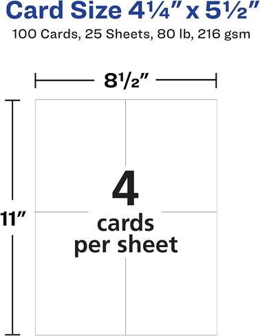Avery Printable Postcards, 4.25" x 5.5", Ivory, 100 Blank Postcards for Laser and Inkjet Printers (5919) in Saudi Arabia
