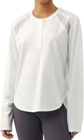 AARYA Women's Long Sleeve Workout Shirts Lightweight Cotton Running Yoga Tops for Women Athletic Shirts Active T Shirts Quick Dry Lilac XL in Saudi Arabia