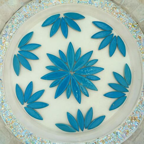 1.1 lbs Ceramic Leaf-Shaped Mosaic Tiles, Mixed Sizes, DIY Decor for Bathrooms, Living Rooms, Kitchens, Gardens (Orange Red) in Kuwait