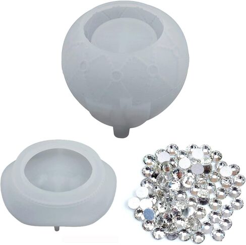 Ynxee Egg Shape Box with Heart Lid Epoxy Mold, for Small Trinket Jar Making, DIY Resin Casting Silicone Mold with 100pcs Matching Decorative Diamond in Kuwait