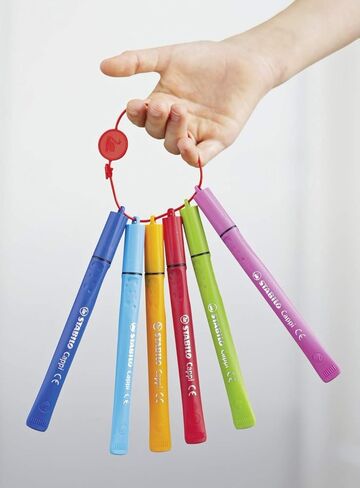 Fibre-Tip Pen with Cap-Ring - STABILO Cappi - Pack of 18 - Assorted Colours + 2 Cap-Rings in Kuwait
