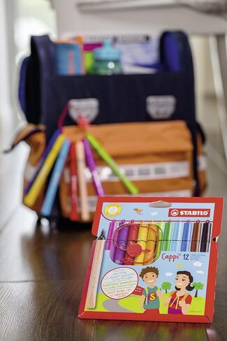 Fibre-Tip Pen with Cap-Ring - STABILO Cappi - Pack of 18 - Assorted Colours + 2 Cap-Rings in Kuwait