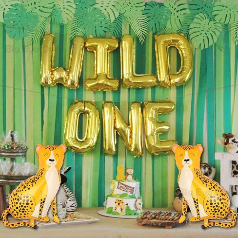 Giant Leopard Foil Balloons Jungle Safari Animal Birthday Party Decorations Mylar Balloon For Boy Kids Wild One Theme Birthday Party Decor Baby Shower Zoo Jaguar in Saudi Arabia