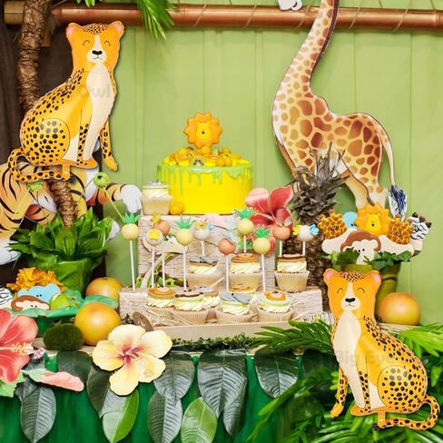 Giant Leopard Foil Balloons Jungle Safari Animal Birthday Party Decorations Mylar Balloon For Boy Kids Wild One Theme Birthday Party Decor Baby Shower Zoo Jaguar in Saudi Arabia