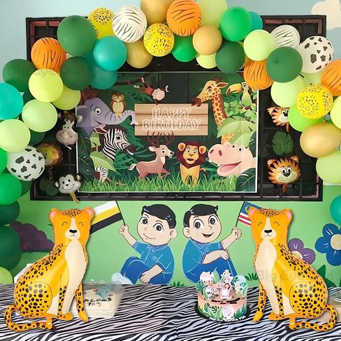Giant Leopard Foil Balloons Jungle Safari Animal Birthday Party Decorations Mylar Balloon For Boy Kids Wild One Theme Birthday Party Decor Baby Shower Zoo Jaguar in Saudi Arabia