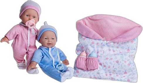 JC Toys - LA Baby Travel Case Gift | قوقازي بحجم 11 بوصة دمية طفل ناعم صغير | قابلة للغسل | زي لطيف ، زجاجة ، مصاصة وأرنب الفخمة | للأطفال 12 شهرًا +، وردي in Saudi Arabia
