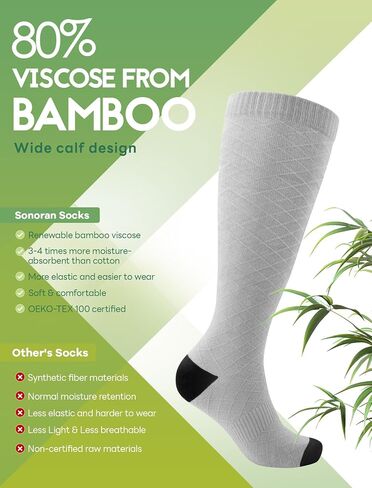 Plus Size Compression Socks for Women Wide Calf (2 Pairs) 15-20mmHg Bamboo Viscose Knee High Sock Support for Nurses Pregnancy Travel XL（Gray&Pink） in Saudi Arabia