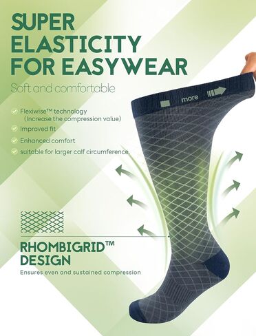 Plus Size Compression Socks for Women Wide Calf (2 Pairs) 15-20mmHg Bamboo Viscose Knee High Sock Support for Nurses Pregnancy Travel XL（Gray&Pink） in Saudi Arabia