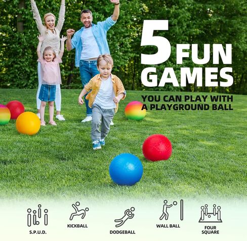 Everich Toy 12 Pack Playground Balls Set Dodgeball Set ، 8.5 بوصة Dodge Kickball Handball للأطفال والبالغين ، لعبة رياضية في الهواء الطلق في لعبة Backyard Park Camp School Game للفتيات مع المضخة in Kuwait