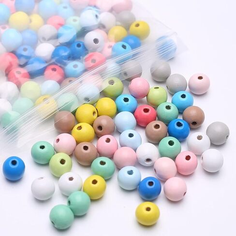 DAHI 550pcs Colorful Round Wooden Beads for Craft Natual Wooden Beads Assorted Farmhouse Loose Craft Bead Painted Wooden Beads for DIY Jewelry Making (0.8/1/1.2cm Color 550pcs) in Saudi Arabia