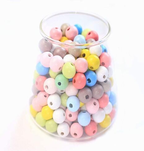 DAHI 550pcs Colorful Round Wooden Beads for Craft Natual Wooden Beads Assorted Farmhouse Loose Craft Bead Painted Wooden Beads for DIY Jewelry Making (0.8/1/1.2cm Color 550pcs) in Saudi Arabia