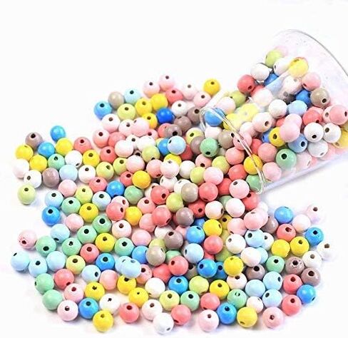 DAHI 550pcs Colorful Round Wooden Beads for Craft Natual Wooden Beads Assorted Farmhouse Loose Craft Bead Painted Wooden Beads for DIY Jewelry Making (0.8/1/1.2cm Color 550pcs) in Saudi Arabia