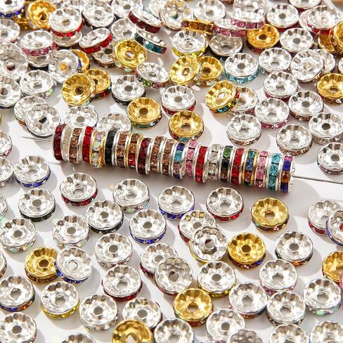 200pcs Rondelle Spacer Beads 10mm Crystal Bead Spacers Color Rondelle Spacer Beads Rhinestone Spacer Beads for Beaded Pens Jewelry Making Bulk(10MM) in Saudi Arabia