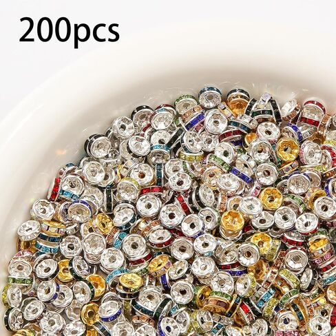 200pcs Rondelle Spacer Beads 10mm Crystal Bead Spacers Color Rondelle Spacer Beads Rhinestone Spacer Beads for Beaded Pens Jewelry Making Bulk(10MM) in Saudi Arabia
