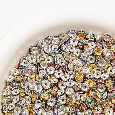 200pcs Rondelle Spacer Beads 10mm Crystal Bead Spacers Color Rondelle Spacer Beads Rhinestone Spacer Beads for Beaded Pens Jewelry Making Bulk(10MM) in Saudi Arabia