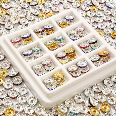 200pcs Rondelle Spacer Beads 10mm Crystal Bead Spacers Color Rondelle Spacer Beads Rhinestone Spacer Beads for Beaded Pens Jewelry Making Bulk(10MM) in Saudi Arabia