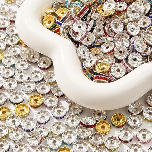 200pcs Rondelle Spacer Beads 10mm Crystal Bead Spacers Color Rondelle Spacer Beads Rhinestone Spacer Beads for Beaded Pens Jewelry Making Bulk(10MM) in Saudi Arabia