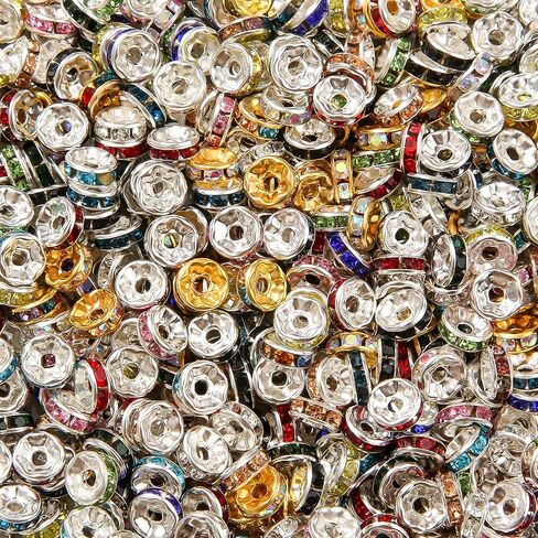 200pcs Rondelle Spacer Beads 10mm Crystal Bead Spacers Color Rondelle Spacer Beads Rhinestone Spacer Beads for Beaded Pens Jewelry Making Bulk(10MM) in Saudi Arabia