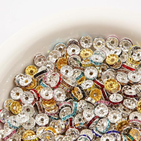 200pcs Rondelle Spacer Beads 10mm Crystal Bead Spacers Color Rondelle Spacer Beads Rhinestone Spacer Beads for Beaded Pens Jewelry Making Bulk(10MM) in Saudi Arabia