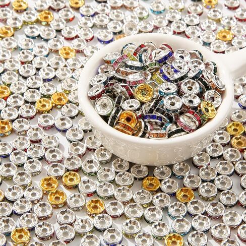 200pcs Rondelle Spacer Beads 10mm Crystal Bead Spacers Color Rondelle Spacer Beads Rhinestone Spacer Beads for Beaded Pens Jewelry Making Bulk(10MM) in Saudi Arabia
