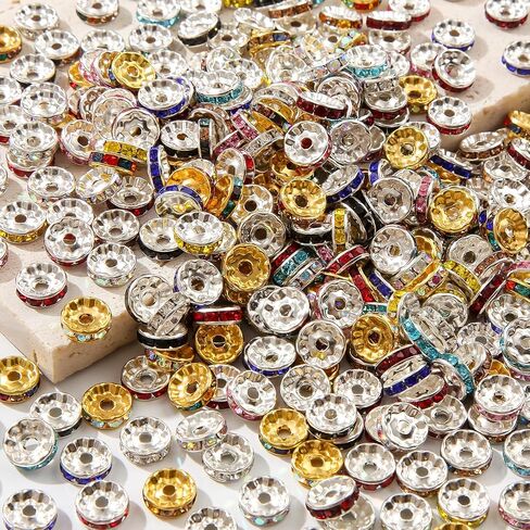 200pcs Rondelle Spacer Beads 10mm Crystal Bead Spacers Color Rondelle Spacer Beads Rhinestone Spacer Beads for Beaded Pens Jewelry Making Bulk(10MM) in Saudi Arabia