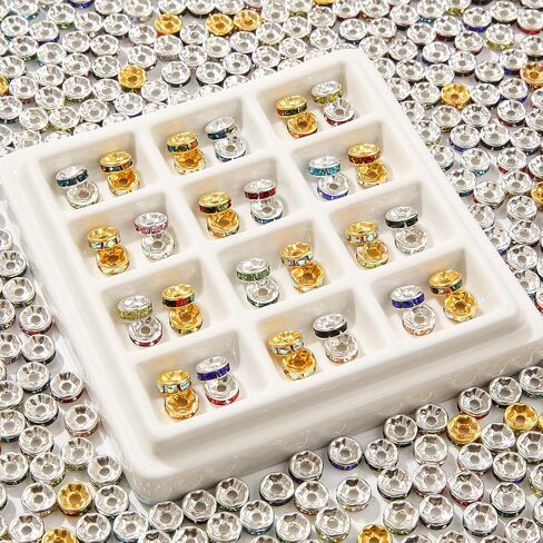 200pcs Rondelle Spacer Beads 10mm Crystal Bead Spacers Color Rondelle Spacer Beads Rhinestone Spacer Beads for Beaded Pens Jewelry Making Bulk(10MM) in Saudi Arabia