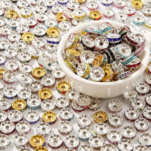 200pcs Rondelle Spacer Beads 10mm Crystal Bead Spacers Color Rondelle Spacer Beads Rhinestone Spacer Beads for Beaded Pens Jewelry Making Bulk(10MM) in Saudi Arabia