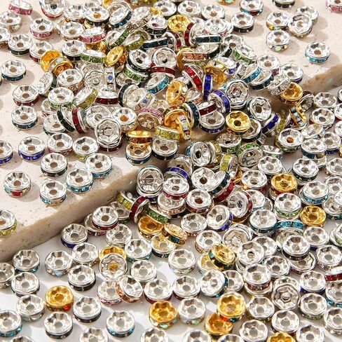 200pcs Rondelle Spacer Beads 10mm Crystal Bead Spacers Color Rondelle Spacer Beads Rhinestone Spacer Beads for Beaded Pens Jewelry Making Bulk(10MM) in Saudi Arabia