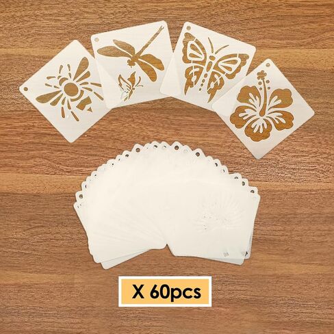 60 Pieces Cute Baby Shower Stencils for Painting, 3 Inch Onesie Stencil Reusable, Boy Girl Shirt Fabric Stencils Small Animals Pattern Templates for Painting Onesies Bibs Bodysuit Bags Shoes in Saudi Arabia