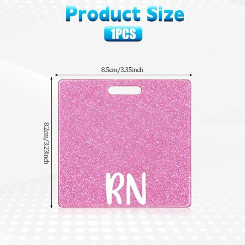 RN Badge Buddy Card, Glitter Nurse Badge Buddy Horizontal Nursing ID Card Sleeve Nurse Nursing Accessories Badge Identification Tags Gifts for Nurse Doctor Hospital Worker(Pink) in Kuwait