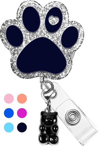 Plifal Badge Reel Holder Retractable with ID Clip for Nurse Nursing Name Tag Card Cute Medical Assistant Funny Accessories with Alligator Clip for Student Hospital Office Work,Paw and Bear Black in Saudi Arabia