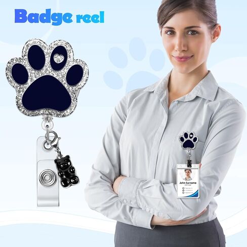 Plifal Badge Reel Holder Retractable with ID Clip for Nurse Nursing Name Tag Card Cute Medical Assistant Funny Accessories with Alligator Clip for Student Hospital Office Work,Paw and Bear Black in Saudi Arabia
