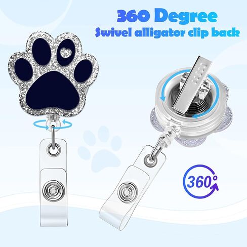 Plifal Badge Reel Holder Retractable with ID Clip for Nurse Nursing Name Tag Card Cute Medical Assistant Funny Accessories with Alligator Clip for Student Hospital Office Work,Paw and Bear Black in Saudi Arabia