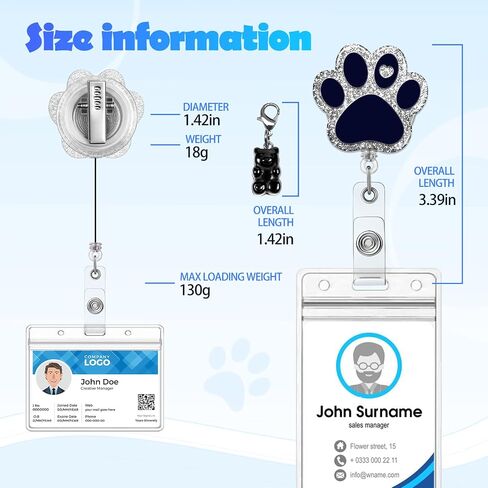 Plifal Badge Reel Holder Retractable with ID Clip for Nurse Nursing Name Tag Card Cute Medical Assistant Funny Accessories with Alligator Clip for Student Hospital Office Work,Paw and Bear Black in Saudi Arabia