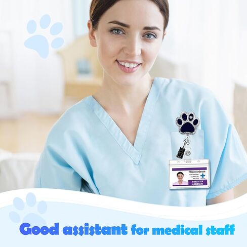 Plifal Badge Reel Holder Retractable with ID Clip for Nurse Nursing Name Tag Card Cute Medical Assistant Funny Accessories with Alligator Clip for Student Hospital Office Work,Paw and Bear Black in Saudi Arabia