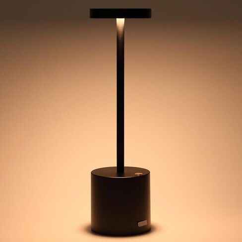 Minimalist Desk Lamp Aluminum Metal LED Read Lamp Rechargeable Black Table Lamp Type-C 5000mAh 3 Color Stepless Dimming for Restaurant,Study,Dorm,Bedroom (13.4IN) in Saudi Arabia